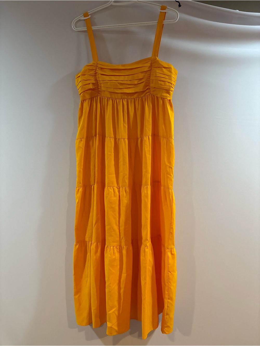 Zara Bright Orange Tiered Spaghetti Strap Maxi Dress